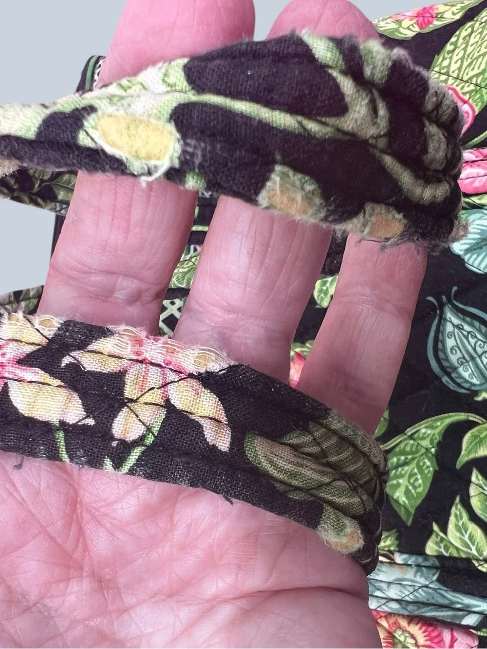 Vera Bradley Botanica Floral Quilted Shoulder Tote in Black and Pink